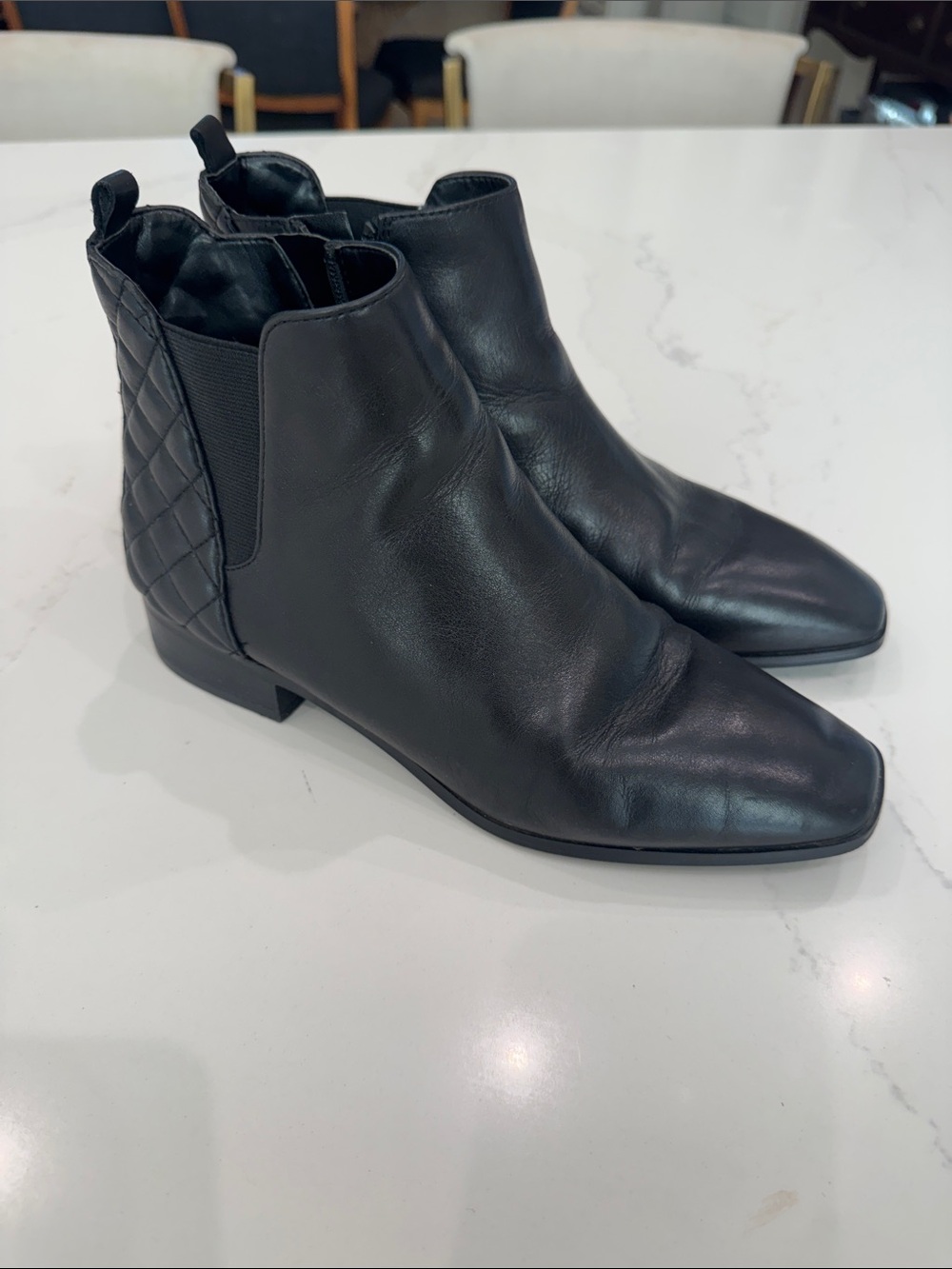 Aldo Black Quilted-Back Leather Chelsea Ankle Boots